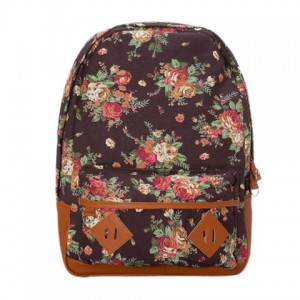 New Girls Canvas Flower Rucksack Backpack School College Travel Cabin Bag